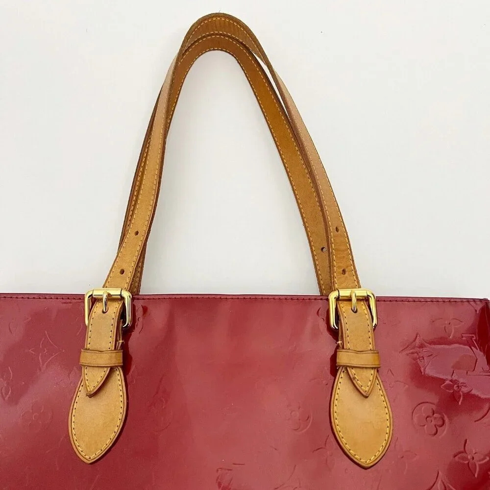 Louis Vuitton Tote Bag Brentwood Vernis Monogram Patent Leather Red Shoulder